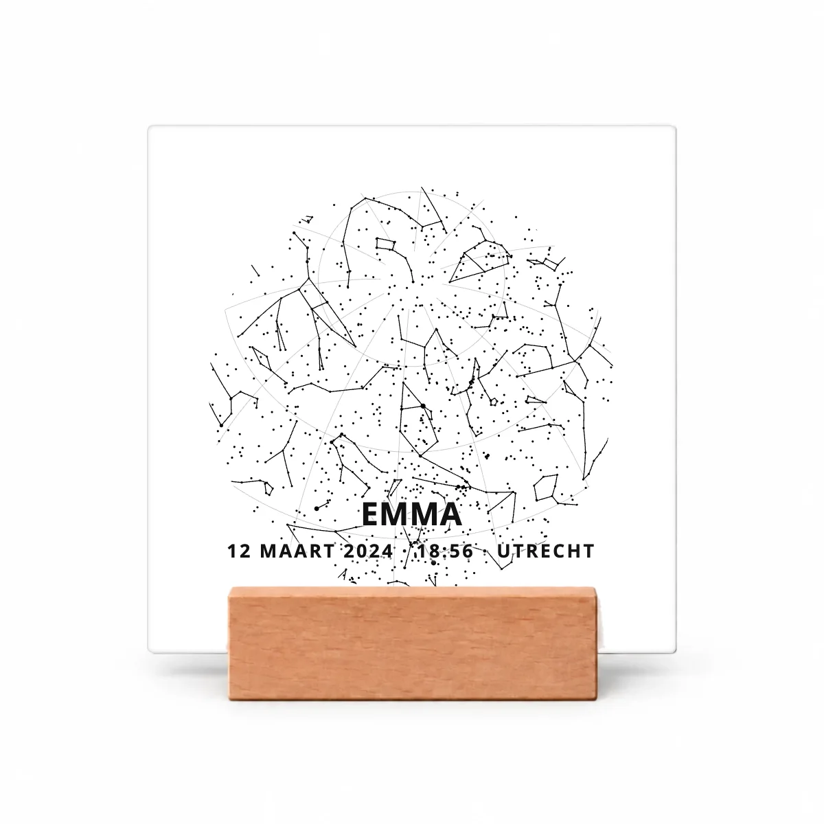 Sterrenhemel in een cirkel in zwart-wit op een tegeltje